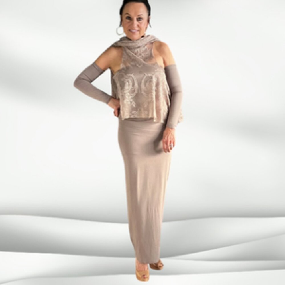 TAUPE BAMBOO CAPSULE WARDROBE- Lace Vest